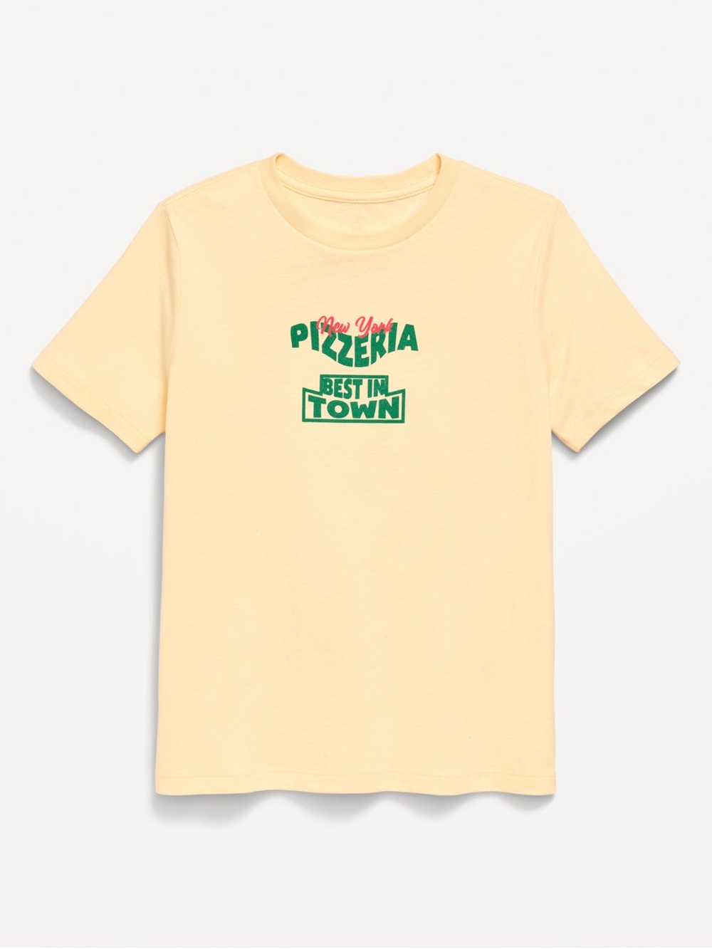 Old Navy yellow Kids TMNT New York Pizza Graphic Tee with Green and Red Print
